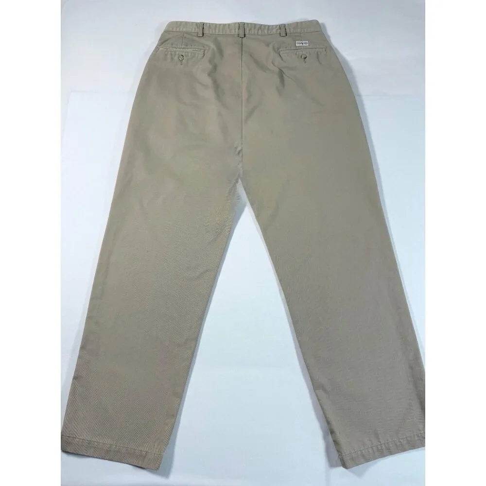 Polo Ralph Lauren Pleated Chino Pants Men‎ 38x32 Khaki Cotton Dress Casual